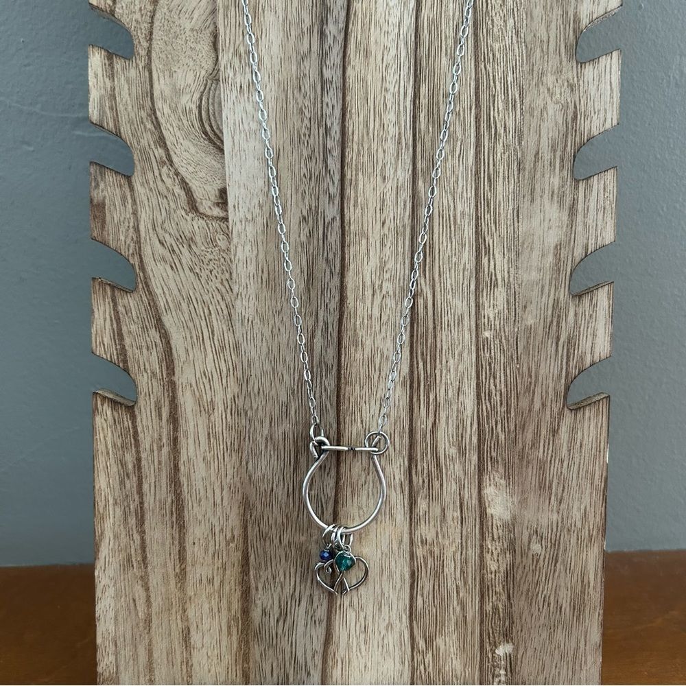 Silver Circle of Love Heart Gemstone Necklace